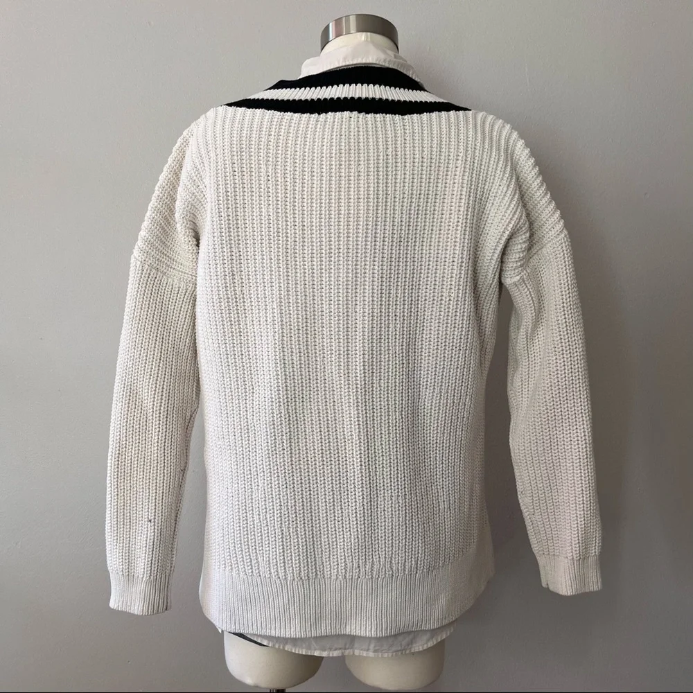 H&M V-neck cable knit sweater β’ black and white β’ Size S - Picture 4 of 11